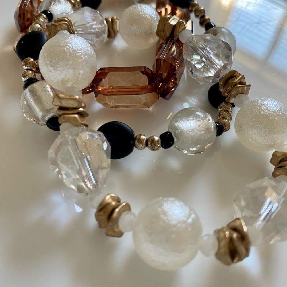 Vintage Acrylic Stretch Bracelets, Set of Three